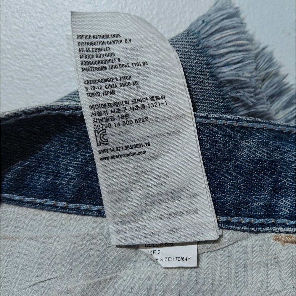 Abercrombie & Fitch Micro Shorts Womens 2 / 28 Blue Jean Denim Mini Shortie Rip - Picture 10 of 12